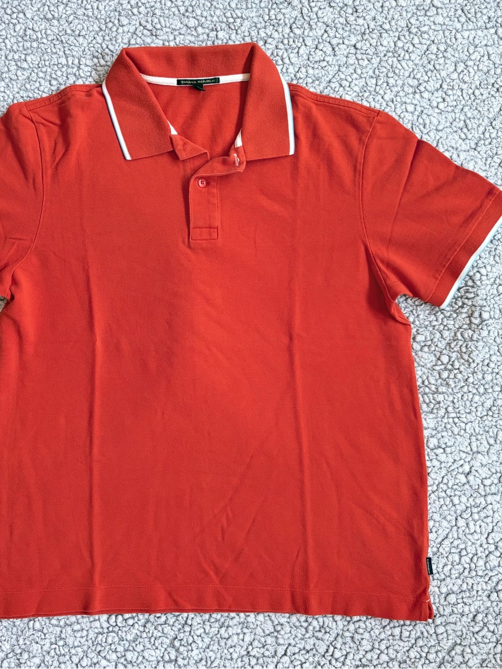 Banana Republic Orange Polo Shirt with White and Blue Piping Collar and sleeve